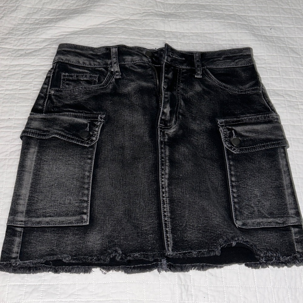 Black acid wash denim skirt. Size 26